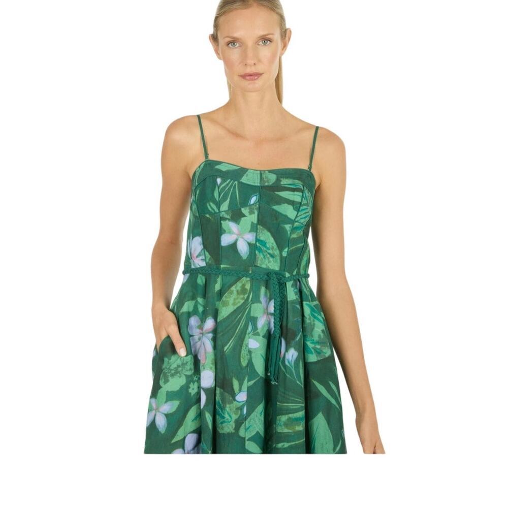 NWT Wisteria Dress Super Natural by Secret Mission Green Tropical Midi Small - Picture 4 of 5